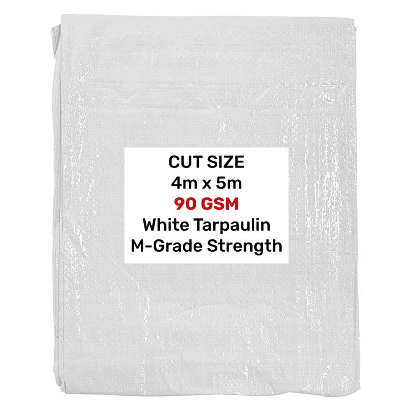 White M-Grade Tarpaulin 4m x 5m - Hardware > Hardware Accessories > Tarps Tarpaulins