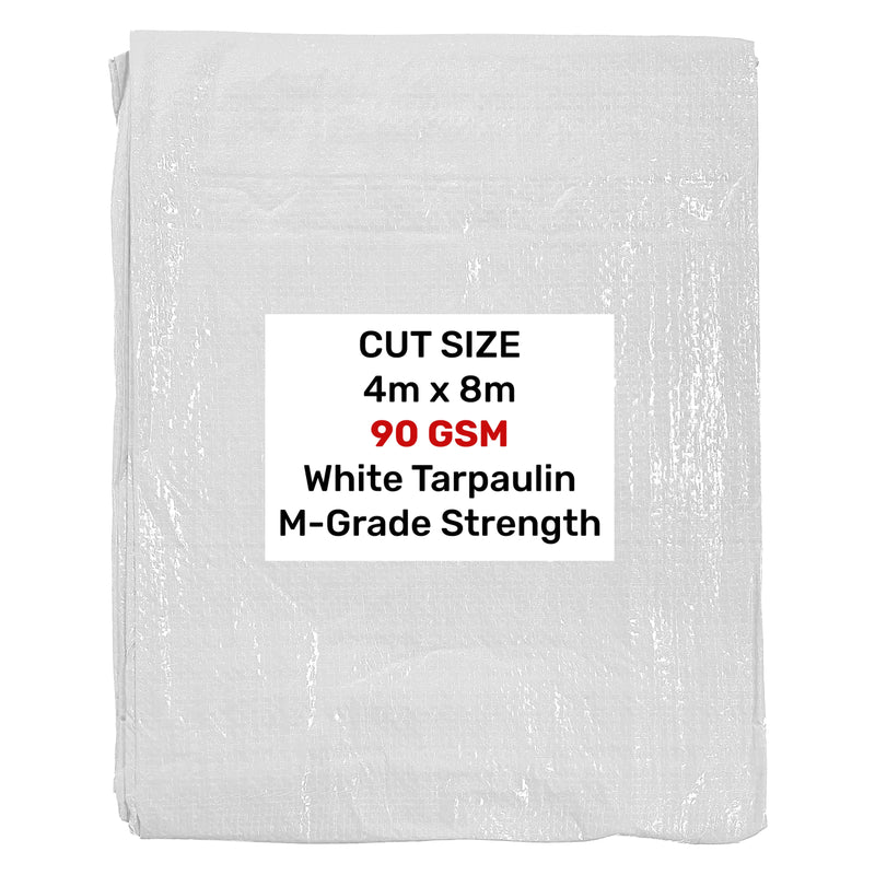 White M-Grade Tarpaulin 4m x 8m - Hardware > Hardware Accessories > Tarps Tarpaulins