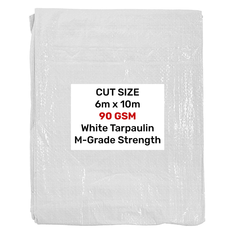 White M-Grade Tarpaulin 6m x 10m - Hardware > Hardware Accessories > Tarps Tarpaulins