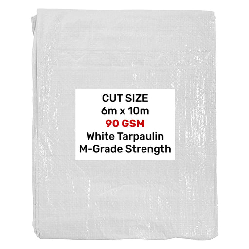 White M-Grade Tarpaulin 6m x 10m - Hardware > Hardware Accessories > Tarps Tarpaulins