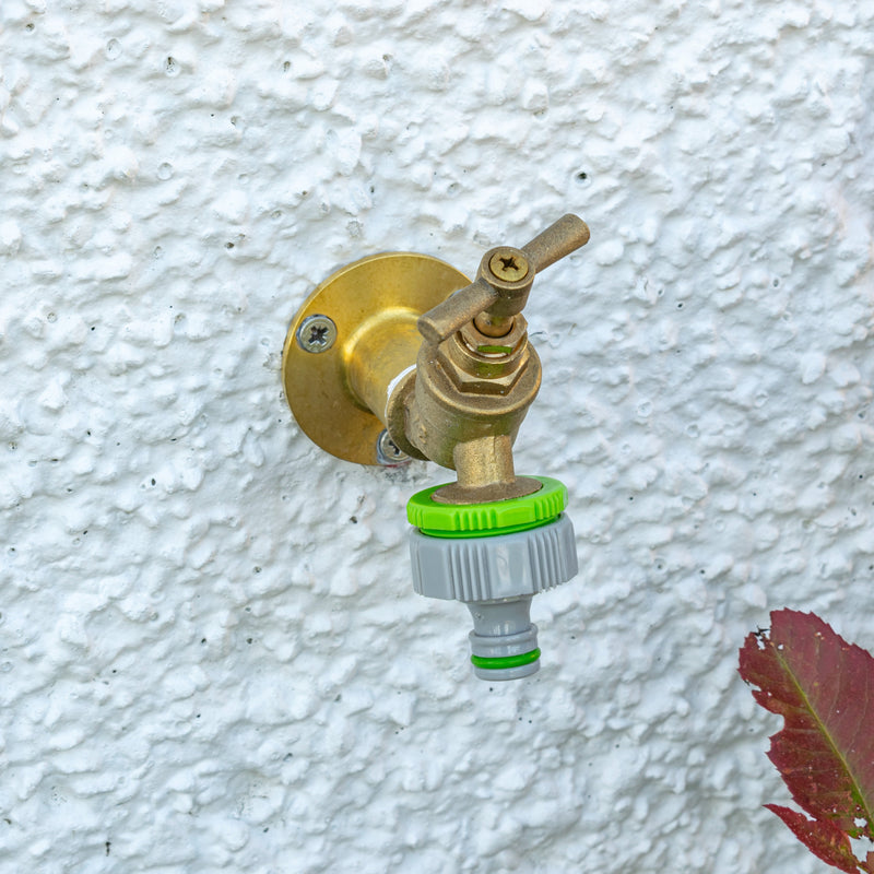 Female Tap Connector 3/4" or 1/2" BSP Female, Green/Gray - Home & Garden > Lawn & Garden > Watering & Irrigation > Garden Hose Fittings & Valves > Garden Hose Fittings Garden watering