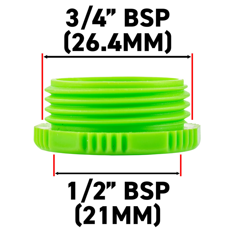 Female Tap Connector 3/4" or 1/2" BSP Female, Green/Gray - Home & Garden > Lawn & Garden > Watering & Irrigation > Garden Hose Fittings & Valves > Garden Hose Fittings Garden watering
