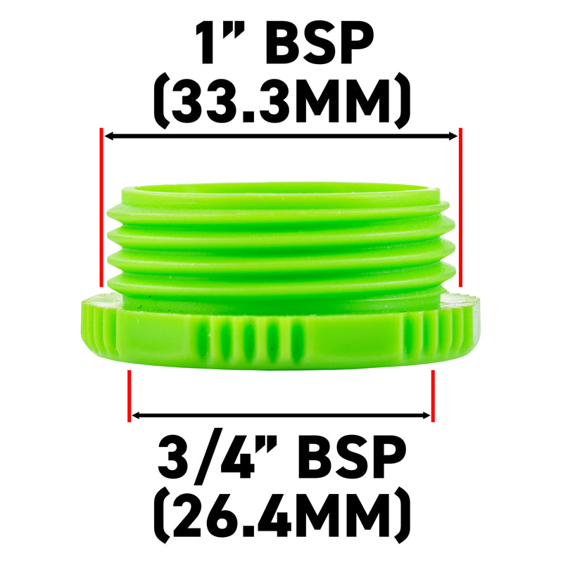 Female Tap Connector 1" or 3/4" BSP Female, Green/Gray - Home & Garden > Lawn & Garden > Watering & Irrigation > Garden Hose Fittings & Valves > Garden Hose Fittings Garden watering