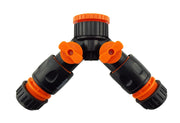 3 Way Connector Set with Valve Black/Orange - Garden watering