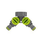 Wall Flange Kit 25mm MDPE + Brass Bib Tap + Lime Two Way Tap Splitter - Home & Garden > Lawn & Garden Tech Hose & Fittings