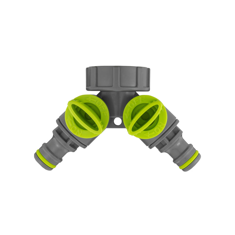 15mm Brass Wall Flange Kit with Grey Dial Tap + Splitter + Connectors - Home & Garden > Lawn & Garden Garden watering