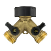 Double Tap Connector with Valves & Threaded Outlets Brass - Home & Garden > Lawn & Garden Garden watering