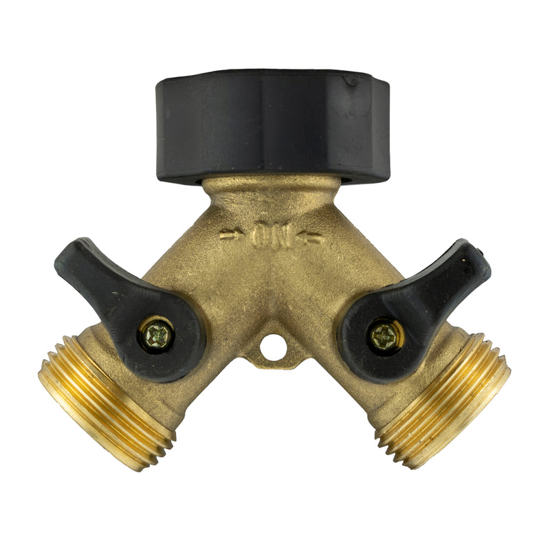 Double Tap Connector with Valves & Threaded Outlets Brass - Home & Garden > Lawn & Garden Garden watering