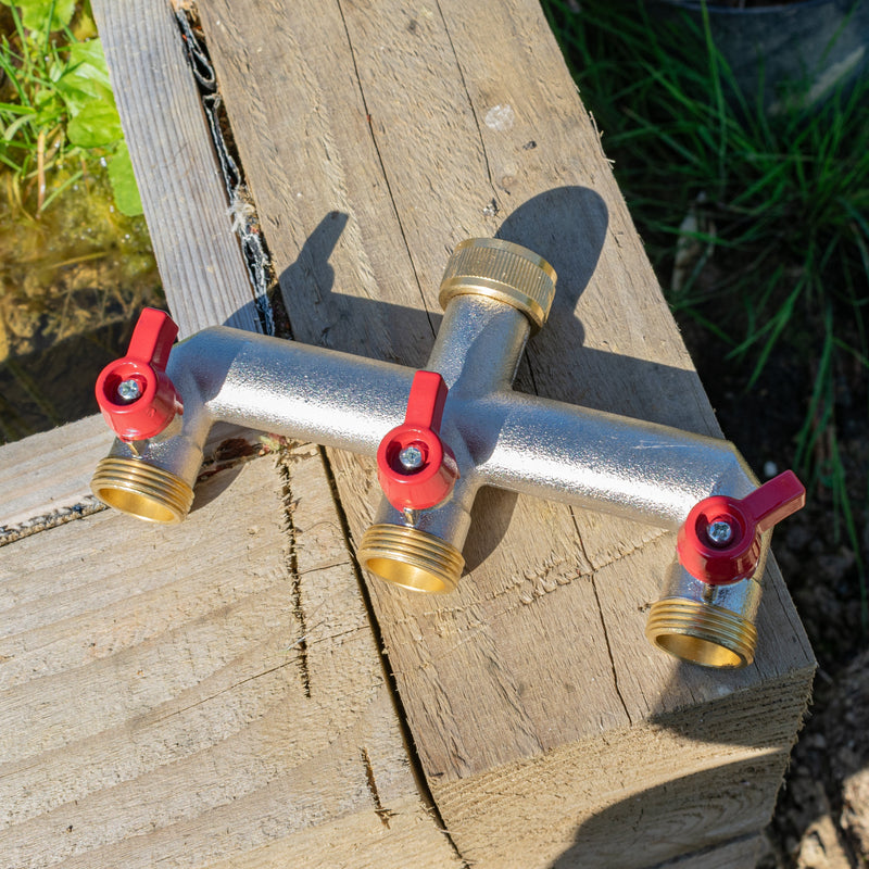 Three Way Tap Splitter Brass 3/4" BSP - Home & Garden > Lawn & Garden Garden watering