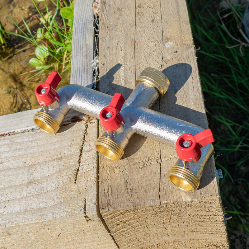 Three Way Tap Splitter Brass 3/4" BSP - Home & Garden > Lawn & Garden Garden watering