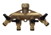 4-Way Manifold with Valves & Snap-On Outlets Brass - Home & Garden > Lawn & Garden Garden watering