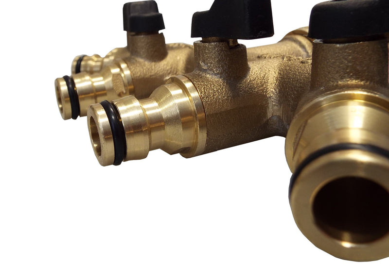 4-Way Manifold with Valves & Snap-On Outlets Brass - Home & Garden > Lawn & Garden Garden watering