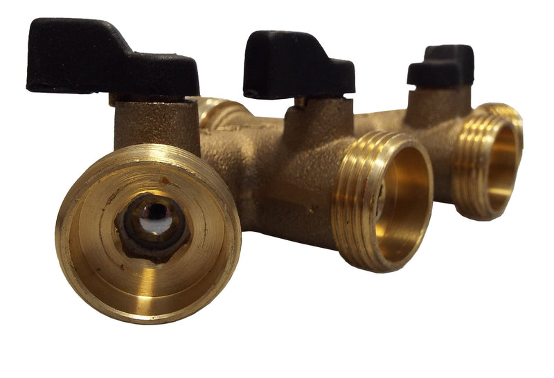 4-Way Manifold with Valves & Threaded Outlets Brass - Home & Garden > Lawn & Garden Garden watering