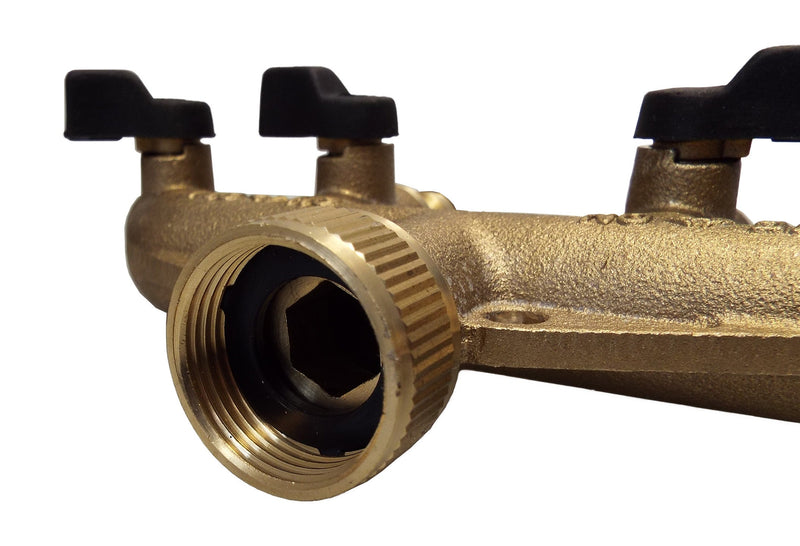 4-Way Manifold with Valves & Threaded Outlets Brass - Home & Garden > Lawn & Garden Garden watering