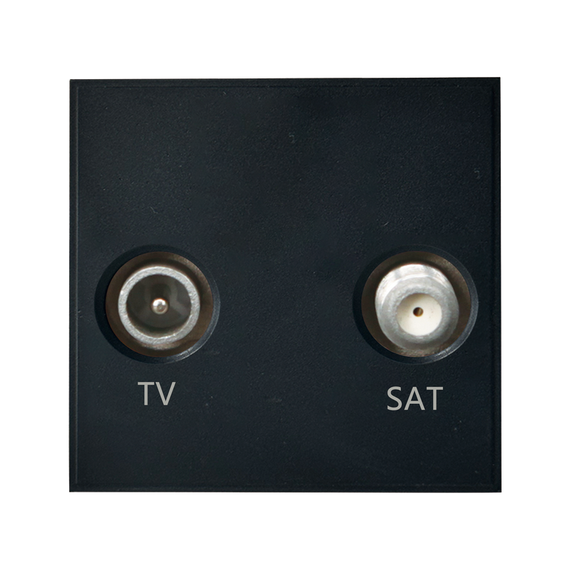 Caradok Satellite Outlet + TV Outlet 50x50, Black -
