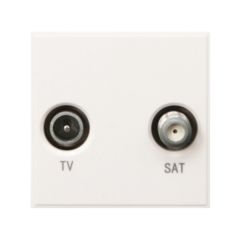 Caradok Satellite Outlet + TV Outlet 50x50, White - Caradok - The Classics - White Plastic
