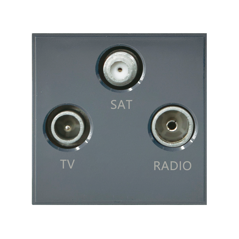 Caradok Satellite + Radio + TV Outlet 50x50, Grey -