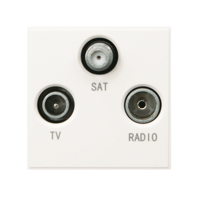 Caradok Satellite + Radio + TV Outlet 50x50, White - Caradok - The Classics - White Plastic