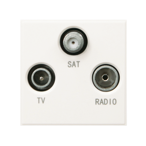 Caradok Satellite + Radio + TV Outlet 50x50, White - Caradok - The Classics - White Plastic