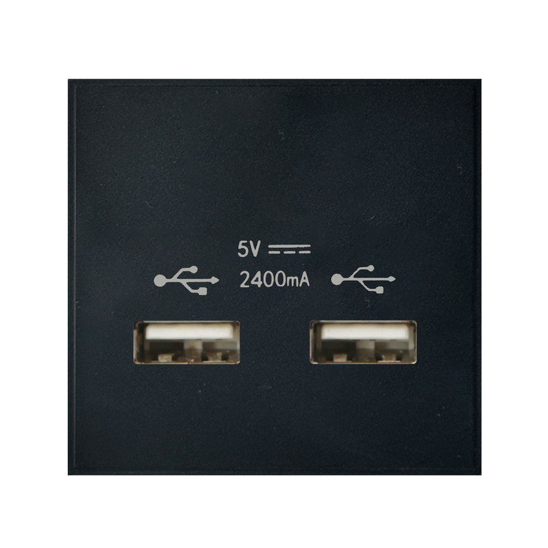 Caradok 2G 2400mA USB Charger 50x50, Black -