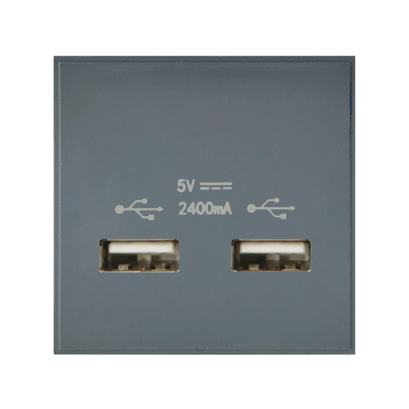 Caradok 2G 2400mA USB Charger 50x50, Grey -