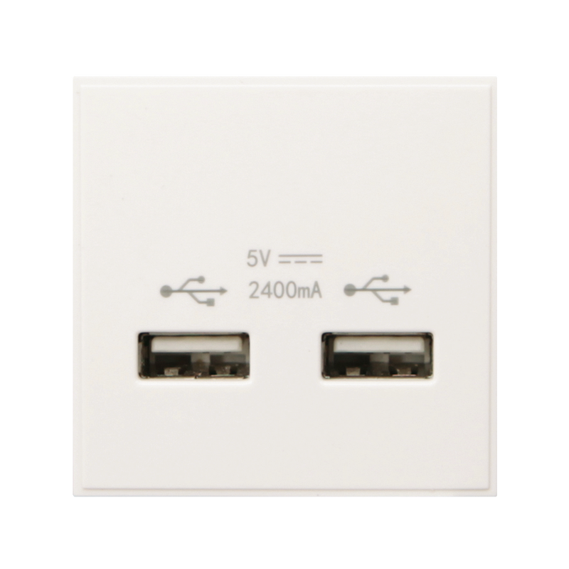 Caradok 2G 2400mA USB Charger 50x50, White - Caradok - The Classics - White Plastic