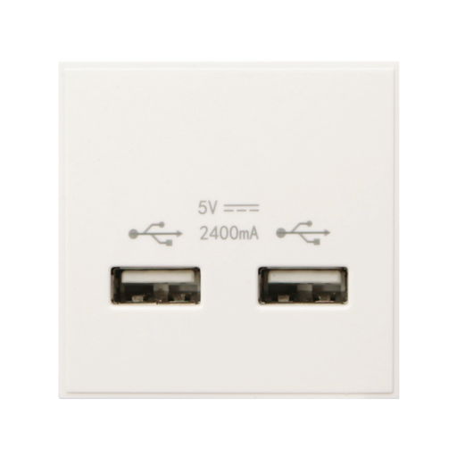 Caradok 2G 2400mA USB Charger 50x50, White - Caradok - The Classics - White Plastic