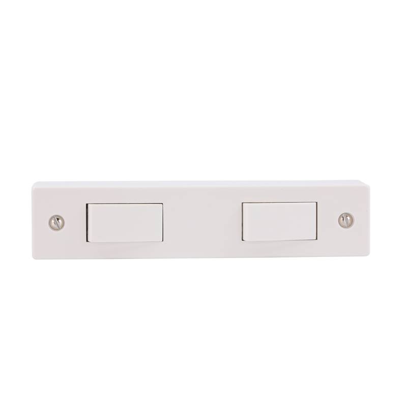 Caradok 2G Architrave Switch c/w Pattress Squared Edge - Caradok - The Classics - White Plastic