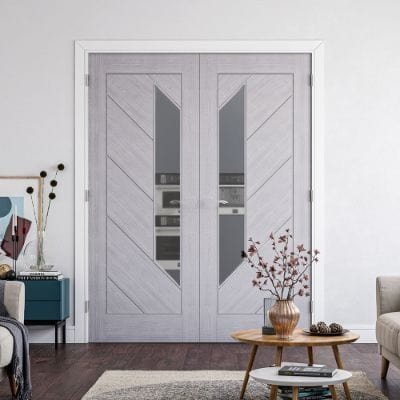 Torino Ash Light Grey Glazed Internal Door - All Sizes -