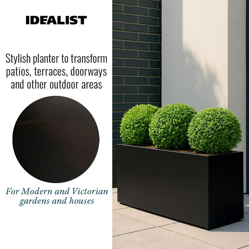IDEALIST Lite Contemporary Trough Garden Planter, Light Concrete Outdoor Plant Pot H30 L65 W19 cm, 37L - Home & Garden > Lawn & Garden > Gardening > Pots & Planters > Planters