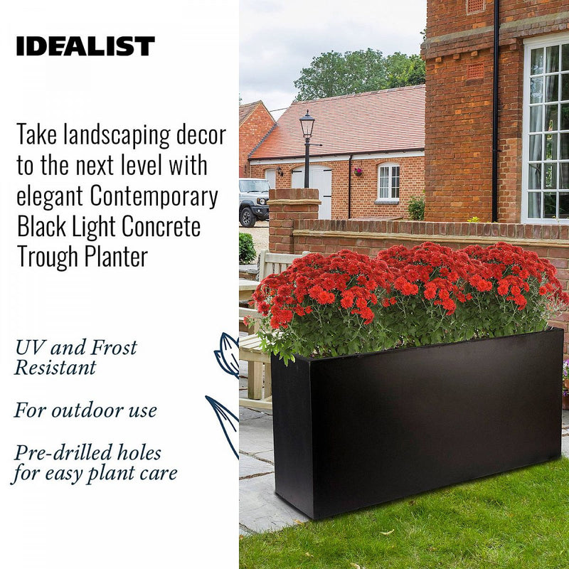 IDEALIST Lite Contemporary Trough Garden Planter, Light Concrete Outdoor Large Plant Pot H51.5 L100 W36 cm, 185L - Home & Garden > Lawn & Garden > Gardening > Pots & Planters > Planters
