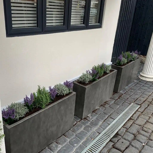 IDEALIST Lite Contemporary Trough Garden Planter, Faux Lead Light Concrete Outdoor Large Plant Pot H41 L85 W26 cm, 91L - Home & Garden > Lawn & Garden > Gardening > Pots & Planters > Planters