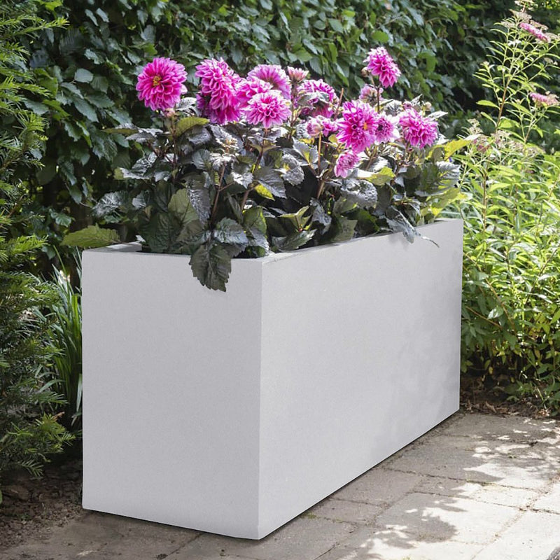 IDEALIST Lite Contemporary Trough Garden Planter, Light Concrete Outdoor Large Plant Pot H51.5 L100 W36 cm, 185L - Home & Garden > Lawn & Garden > Gardening > Pots & Planters > Planters