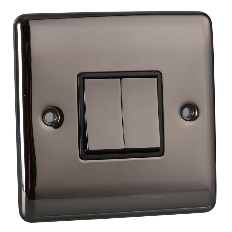 Caradok 2 Gang 2 Way Light Switch - Black Nickel - Caradok - The Curve - Black Nickel