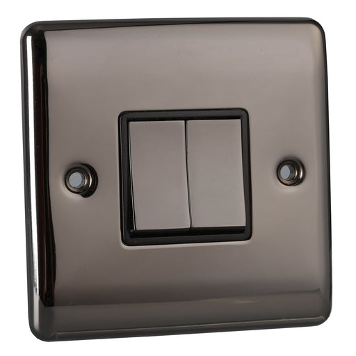 Caradok 2 Gang 2 Way Light Switch - Black Nickel - Caradok - The Curve - Black Nickel