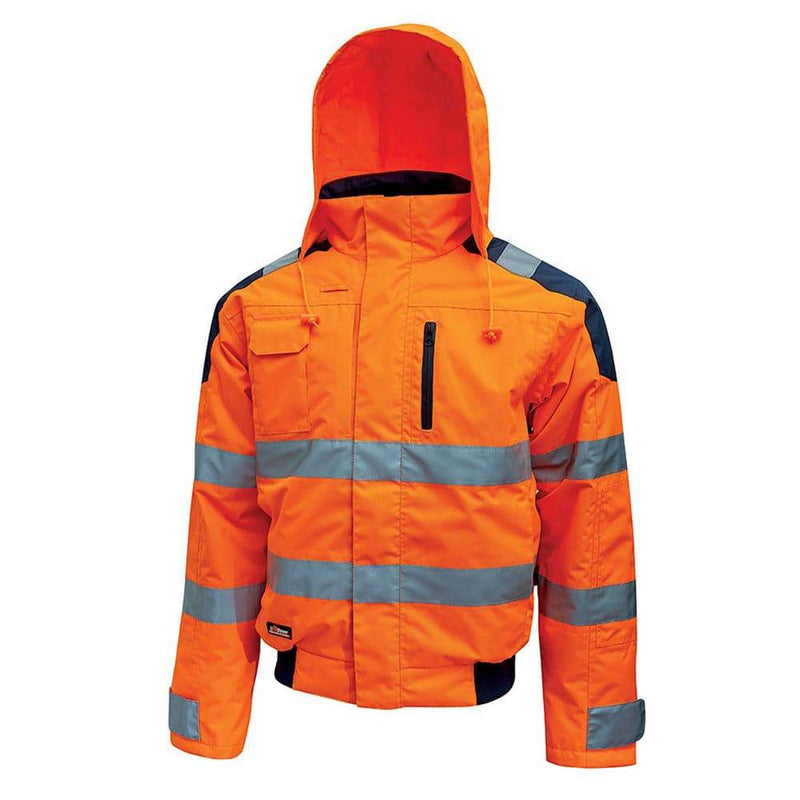 U-Power Best Hi-Vis Waterproof Breathable Work Bomber Jacket Hood - HI-VIS JACKETS & COATS