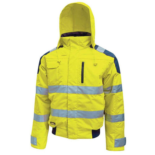 U-Power Best Hi-Vis Waterproof Breathable Work Bomber Jacket Hood - HI-VIS JACKETS & COATS