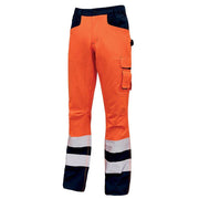 U-Power Light Hi-Vis Combat Cargo Work Trousers Elasticated Waist - HI-VIS TROUSERS