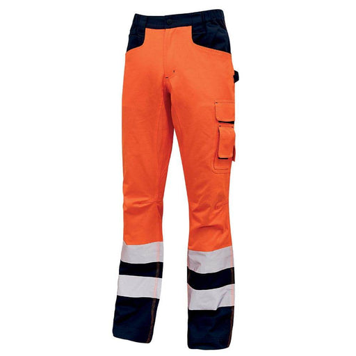 U-Power Light Hi-Vis Combat Cargo Work Trousers Elasticated Waist - HI-VIS TROUSERS