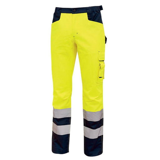 U-Power Light Hi-Vis Combat Cargo Work Trousers Elasticated Waist - HI-VIS TROUSERS