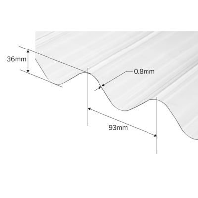 Corrugated PVC Roofing Sheet Clear 1m x 950mm x 0.8mm