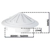 Adjustable Louvre Vent Round 80mm-160mm White - Hardware > Heating, Ventilation & Air Conditioning