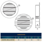 Louvre Vent Round Bella 100mm White - Hardware > Heating, Ventilation & Air Conditioning