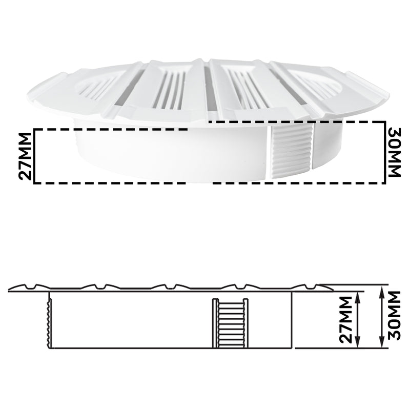 Louvre Vent Round Bella 125mm White - Hardware > Heating, Ventilation & Air Conditioning