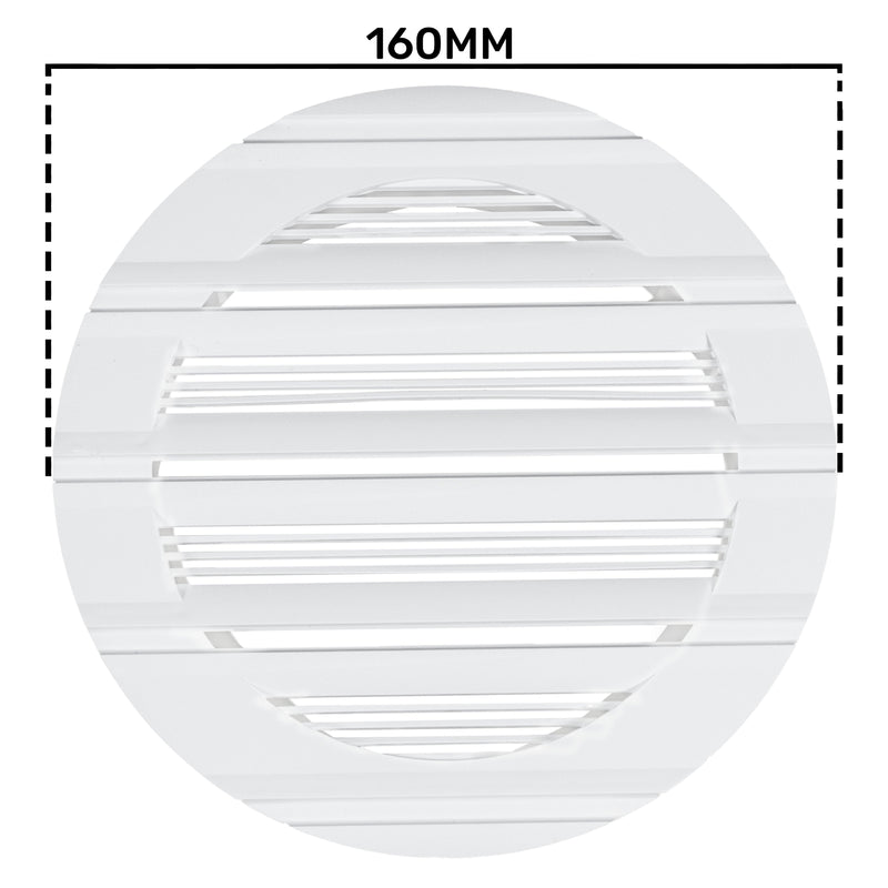 Louvre Vent Round Bella 125mm White - Hardware > Heating, Ventilation & Air Conditioning