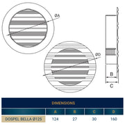 Louvre Vent Round Bella 125mm White - Hardware > Heating, Ventilation & Air Conditioning