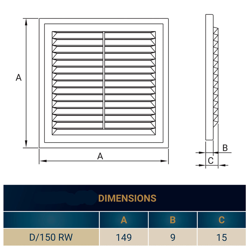 Louvre Vent D/150RW Classic 150mm - Hardware > Heating, Ventilation & Air Conditioning