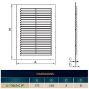 Louvre Vent D/170x240W 240mm X 170mm with Fly Screen - Hardware > Heating, Ventilation & Air Conditioning