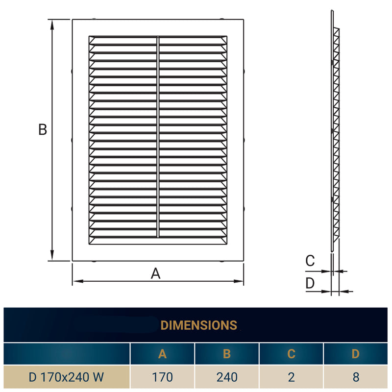 Louvre Vent D/170x240W 240mm X 170mm with Fly Screen - Hardware > Heating, Ventilation & Air Conditioning