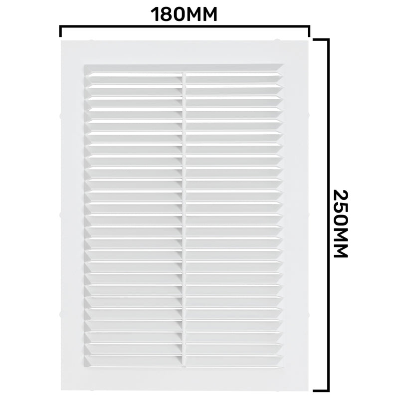 Louvre Vent D/180X250RW Classic 180mm X 250mm with Fly Screen - Hardware > Heating, Ventilation & Air Conditioning